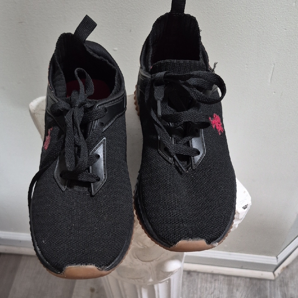 U.S. Polo Assn. Black Sneakers with Pink Accent